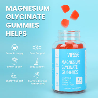 Magnesium Glycinate Gummies 400mg, Sugar Free Gummies with Magnesium L-Threonate 200mg - Magnesium Supplement Chewable Gummies for Women & Men Vegan, Organic Gummies 60 Count VIFSSGBuy Supplements Australia