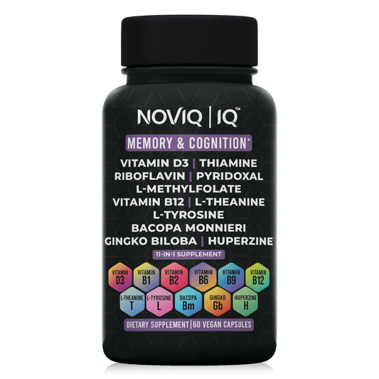 11-in-1 Nootropic Supplement: Supports Memory & Cognition - 100mg Ginkgo 150mg Bacopa 300mcg Huperzine 200mg L-Theanine 150mg L-Tyrosine & Bioactive B-Complex w/ 5-MTHF - 1,100mg+ Serving - 60 Count NOVIQBuy Supplements Australia