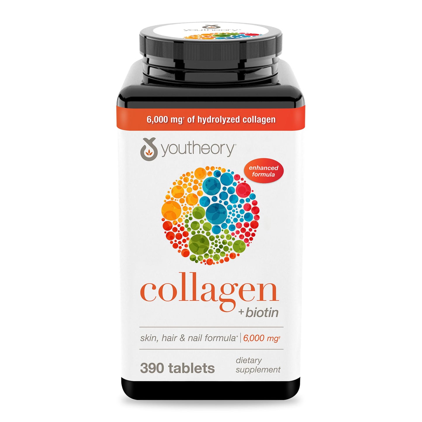 Youtheory Collagen + Biotin - Advanced Collagen Supplement - with Hydrolyzed Peptides, Vitamin C & Vitamin B