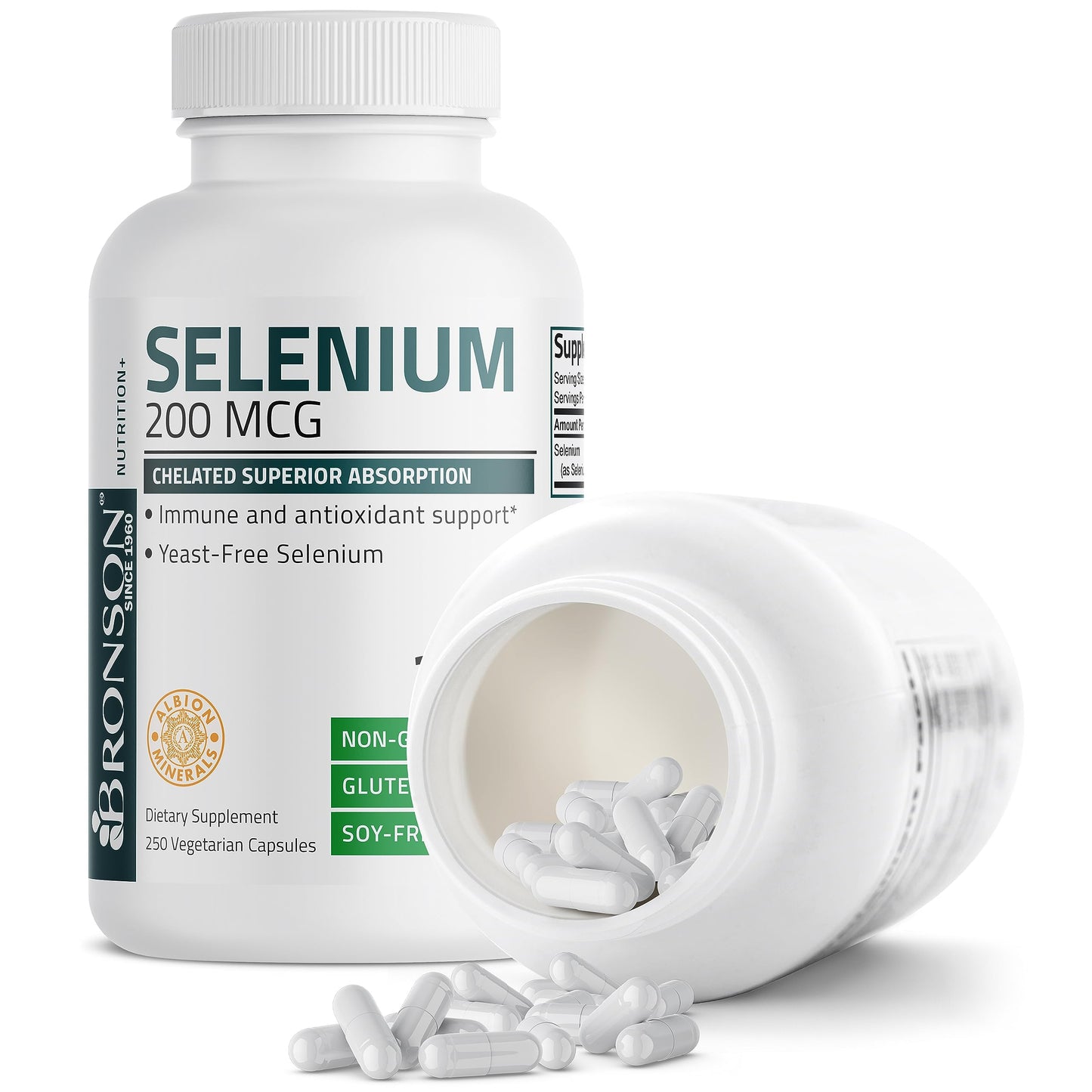 Bronson Selenium 200 mcg – Yeast Free Chelated Amino Acid Complex - Essential Trace Mineral with Superior Absorption