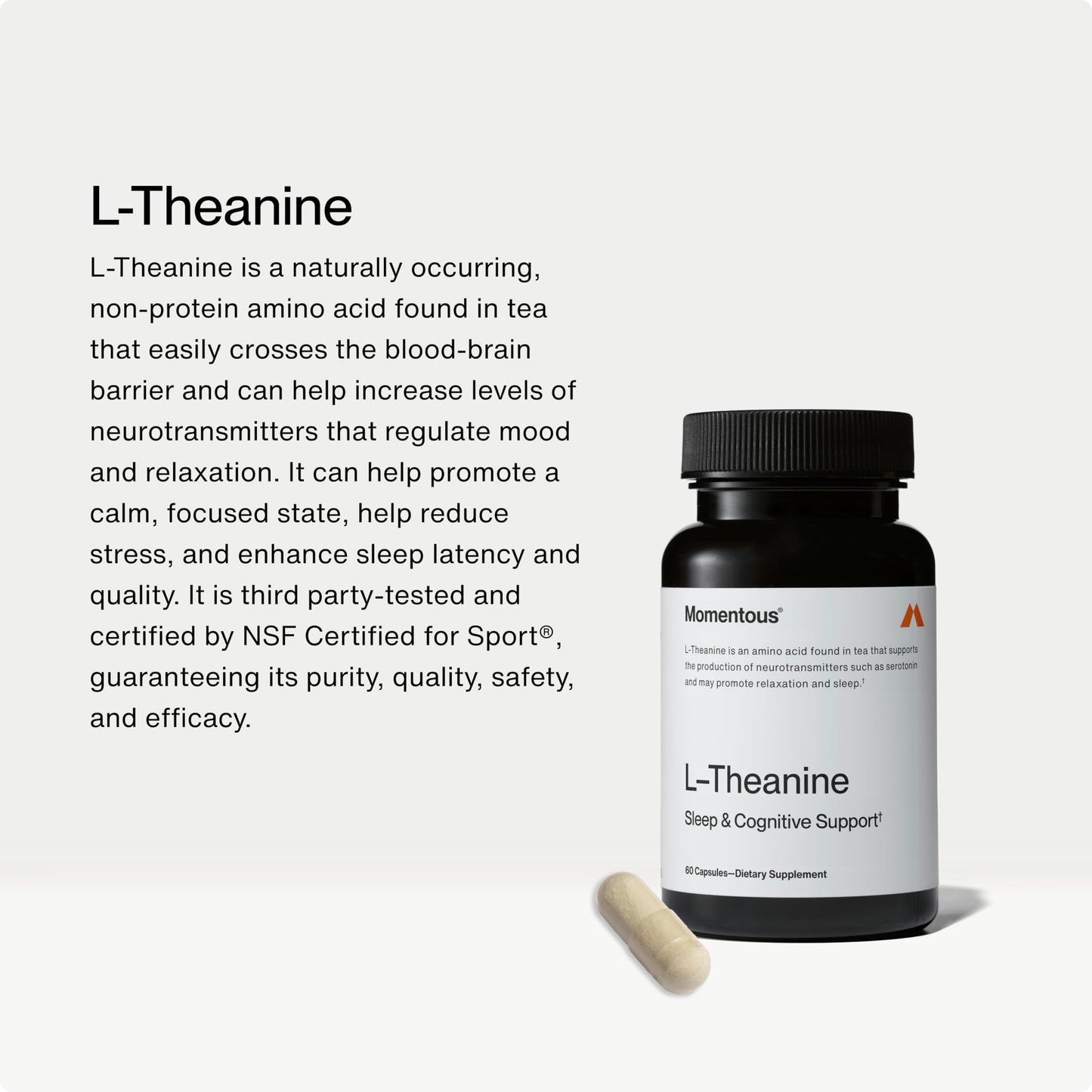 Momentous L-Theanine Supplement - 200 mg Capsules to Promote Relaxation & Focus - NSF Certified for Sport - GMO- & Gluten-Free - 60 Servings MomentousBuy Supplements Australia