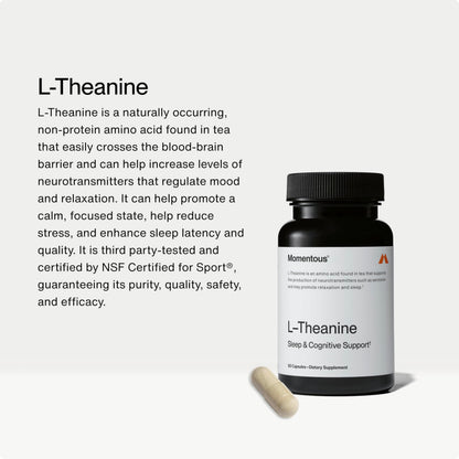 Momentous L-Theanine Supplement - 200 mg Capsules to Promote Relaxation & Focus - NSF Certified for Sport - GMO- & Gluten-Free - 60 Servings MomentousBuy Supplements Australia