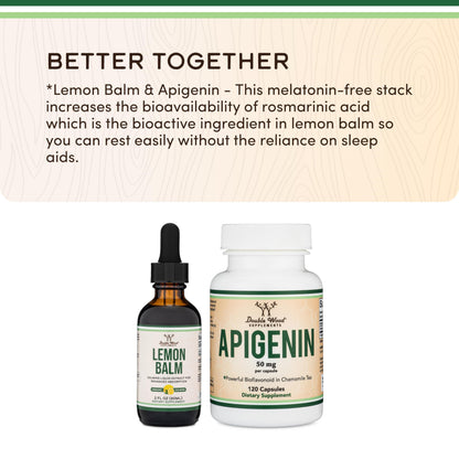 Double Wood Supplements Organic Lemon Balm Tincture - for Digestion & Relaxation 590mg - 2FL OZ, 120 Servings