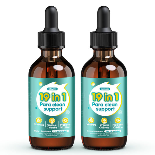 Tatavonix 19 in 1 Herbal Gut Cleanse Drops – Wormwood, Black Walnut, Chlorella 250mg, 10B Probiotics, Clove & Oregano – Liquid Detox Support for Adults & Kids, Alcohol-Free, 4oz TatavonixBuy Supplements Australia
