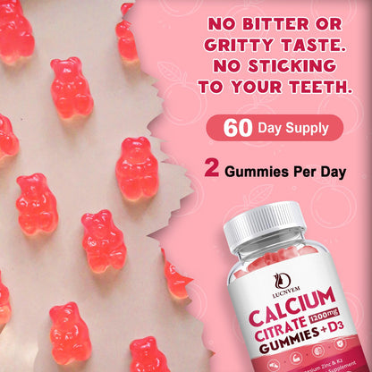 (2 Pack) Calcium Citrate 1200mg with Vitamin D3 Supplements Gummies for Women & Men, Calcium Gummies with Vitamin D3 K2, High Absorption