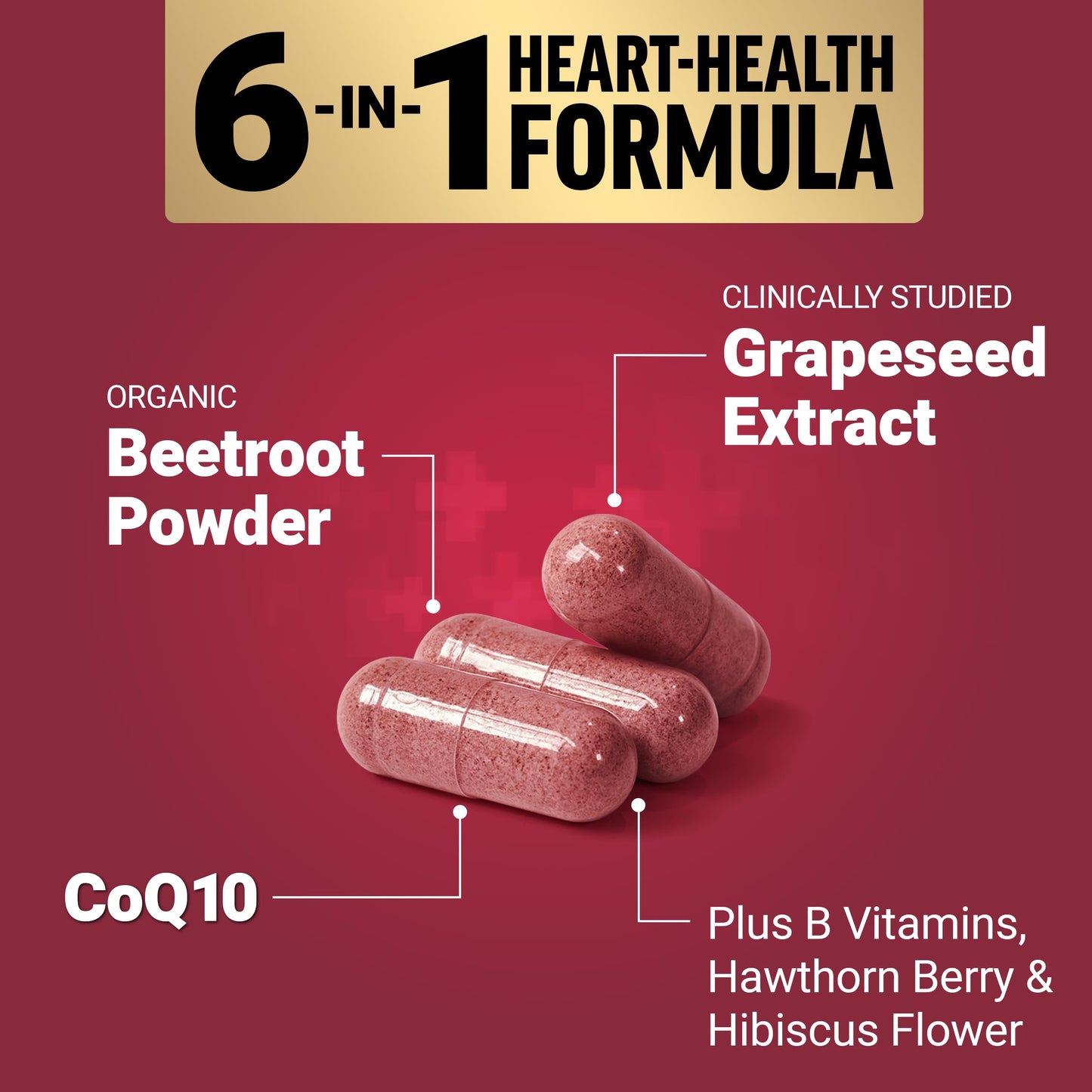Force Factor Total Beets Ultimate Heart Health, Beet Root Capsules for Blood Pressure Support, CoQ10, Organic Beet Root Powder, Hawthorn Berry