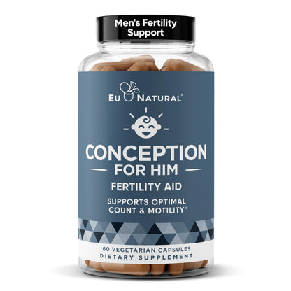 Eu Natural Conception for Him - Male Fertility Supplements with Ashwagandha, Folate & Zinc - Sperm Count, Motility & Strength Support - Fertility Support for Men, 60 Vegetarian Capsules Eu NaturalBuy Supplements Australia