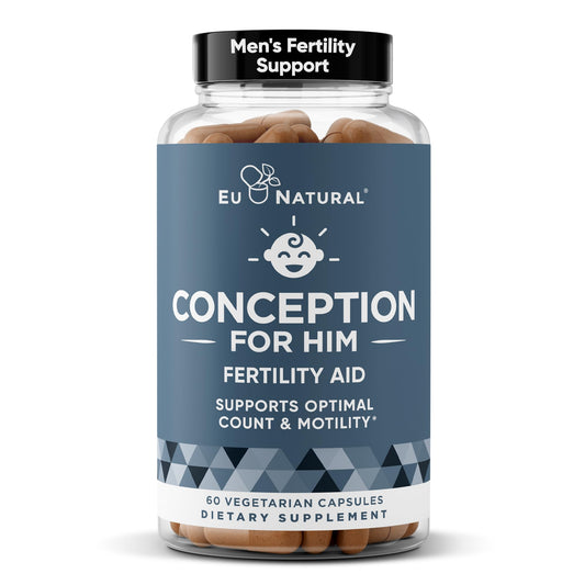 Eu Natural Conception for Him - Male Fertility Supplements with Ashwagandha, Folate & Zinc - Sperm Count, Motility & Strength Support - Fertility Support for Men, 60 Vegetarian Capsules Eu NaturalBuy Supplements Australia