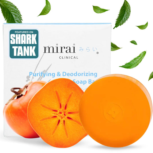 Mirai Clinical Persimmon Soap Bar for Old People Smell - Nonenal® Solution - Japanese Persimmon and Green Tea Extract - For Men and Women