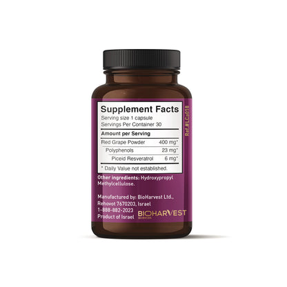 VINIA Piceid Resveratrol Supplement Capsules. Increases Blood Flow and Nitric Oxide. Blood Pressure and Heart Health Support