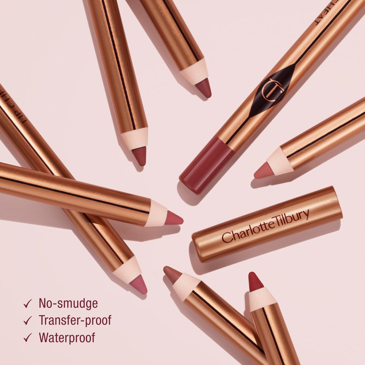 Charlotte Tilbury Lip Cheat Lip Liner Pencil - Creamy Fuller-Looking Lip Pencil with Jojoba Oil & Hyaluronic Acid - Waterproof, Smudge-Proof & Transfer-Proof - 6H Wear - Pillow Talk Medium