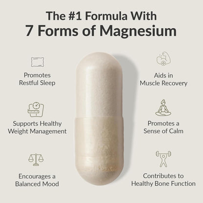 BIOptimizers Magnesium Breakthrough Supplement with 500mg - 7 Forms of Magnesium: Glycinate, Malate, Citrate, and More - Natural Support for Sleep and Cognitive Function -60 Capsules- Calming Vitamins BIOptimizersBuy Supplements Australia