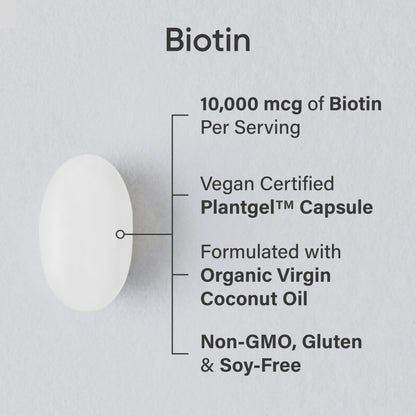 Sports Research® Biotin 10,000mcg with Organic Coconut Oil - Biotin (Vitamin B7) for Healthy Skin and Hair Support* - for Women and Men - Vegan, Non-GMO, Gluten & Soy-Free - 120 Veggie Softgels Sports Research buy supplements Au