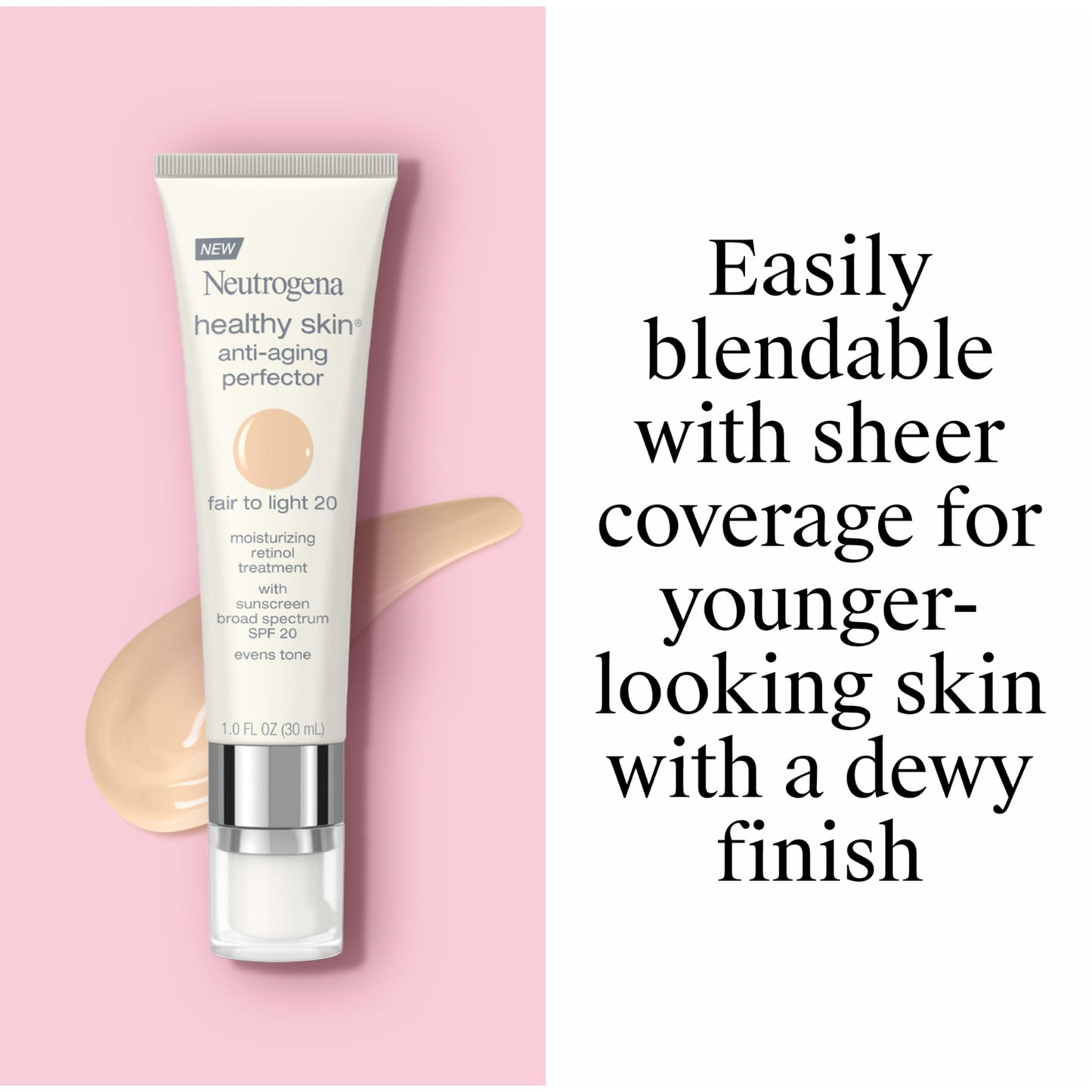 Neutrogena Retinol Treatment and Tinted Facial Moisturizer, Healthy Skin Anti-Aging Perfector with Broad Spectrum SPF 20 Sunscreen