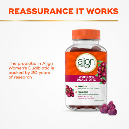 Align Probiotic, Women's Dualbiotic, Womens Probiotic Gummies, Prebiotics and Probiotics for Women, with Cranberry for Urinary Tract Health