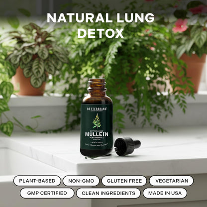 Betterbrand Mullein Drops for Lung Detox - Mullein Leaf Tincture with Chlorophyll - Helps Support Respiratory Health