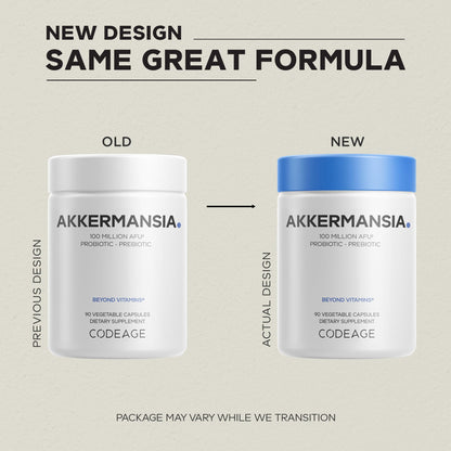 Codeage Akkermansia Muciniphila Probiotic Supplement - 3-Month Supply of Akkermansia & Chicory Inulin - Daily Synbiotic Probiotic Chicory Root - 100 Million AFUs - Gluten-Free - 90 Capsules CodeageBuy Supplements Australia
