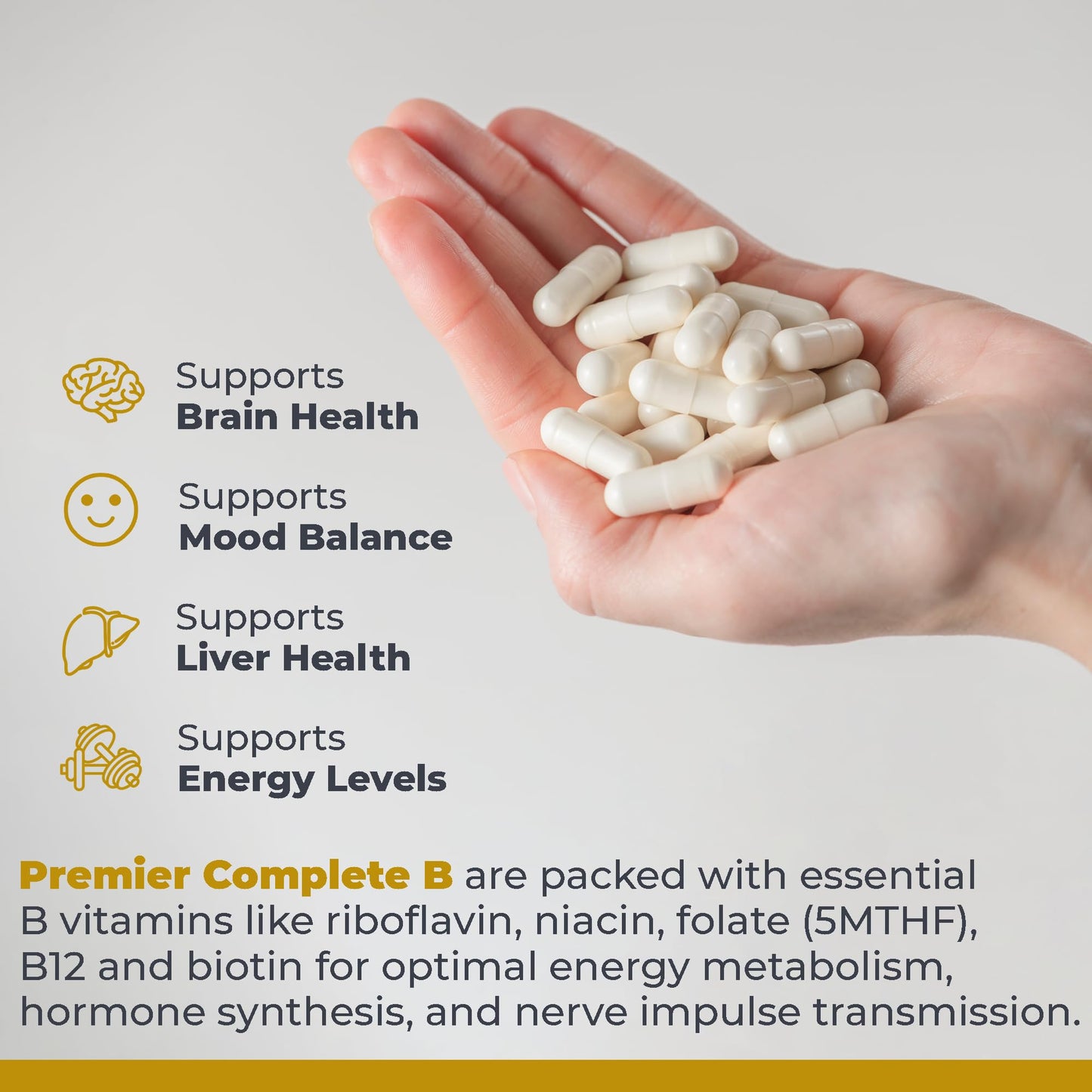 Premier Research Labs Complete B - Vitamin B Complex Supplement for Optimal Health | Vitamin B Supplement with Biotin | 9 Active B Vitamins | for Liver, Energy & Brain Support - 60 Capsules Premier Research LabsBuy Supplements Australia