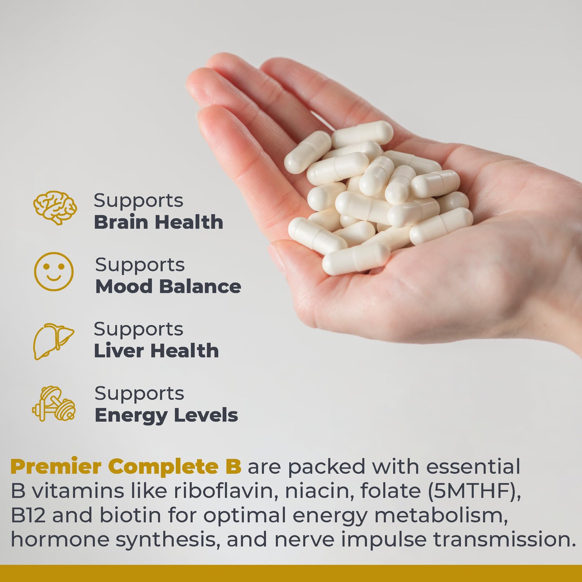Premier Research Labs Complete B - Vitamin B Complex Supplement for Optimal Health | Vitamin B Supplement with Biotin | 9 Active B Vitamins | for Liver, Energy & Brain Support - 60 Capsules Premier Research LabsBuy Supplements Australia