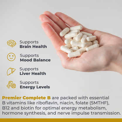 Premier Research Labs Complete B - Vitamin B Complex Supplement for Optimal Health | Vitamin B Supplement with Biotin | 9 Active B Vitamins | for Liver, Energy & Brain Support - 60 Capsules Premier Research LabsBuy Supplements Australia