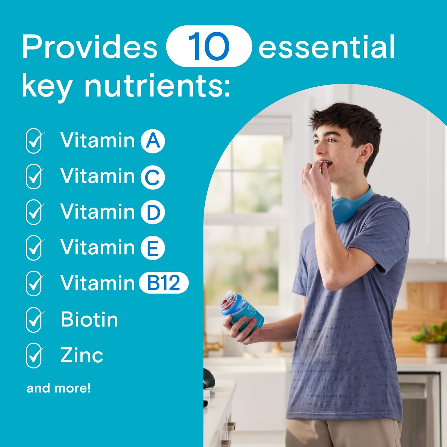 One A Day Teen Boy’s Daily Essentials Multivitamin Gummies, Teen Boy Vitamins with Vitamin C, Vitamin D, Bone Health, Immune Health