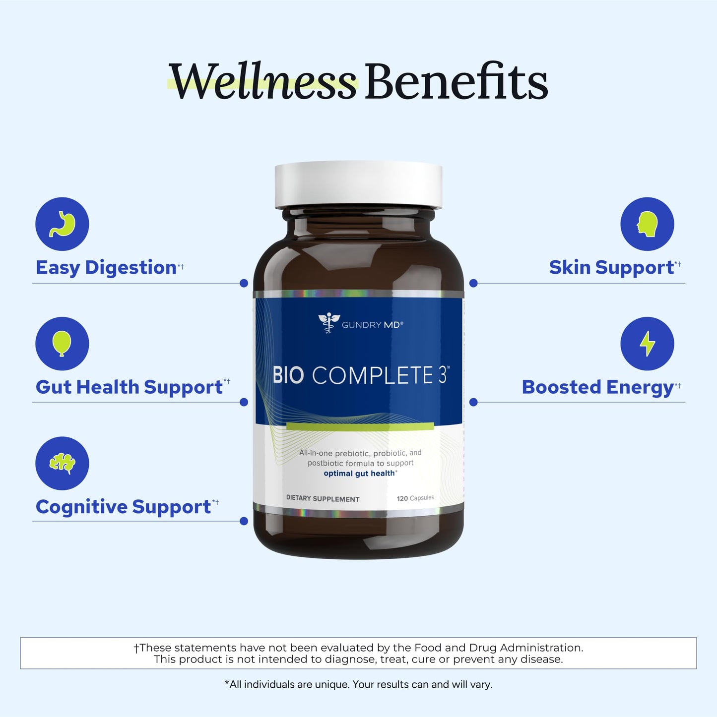 Gundry MD® Bio Complete 3, 3-in-1 Probiotics for Gut Health, Probiotic Supplements for Digestion, Supplement Supporting Bloating, Gas, Food Cravings