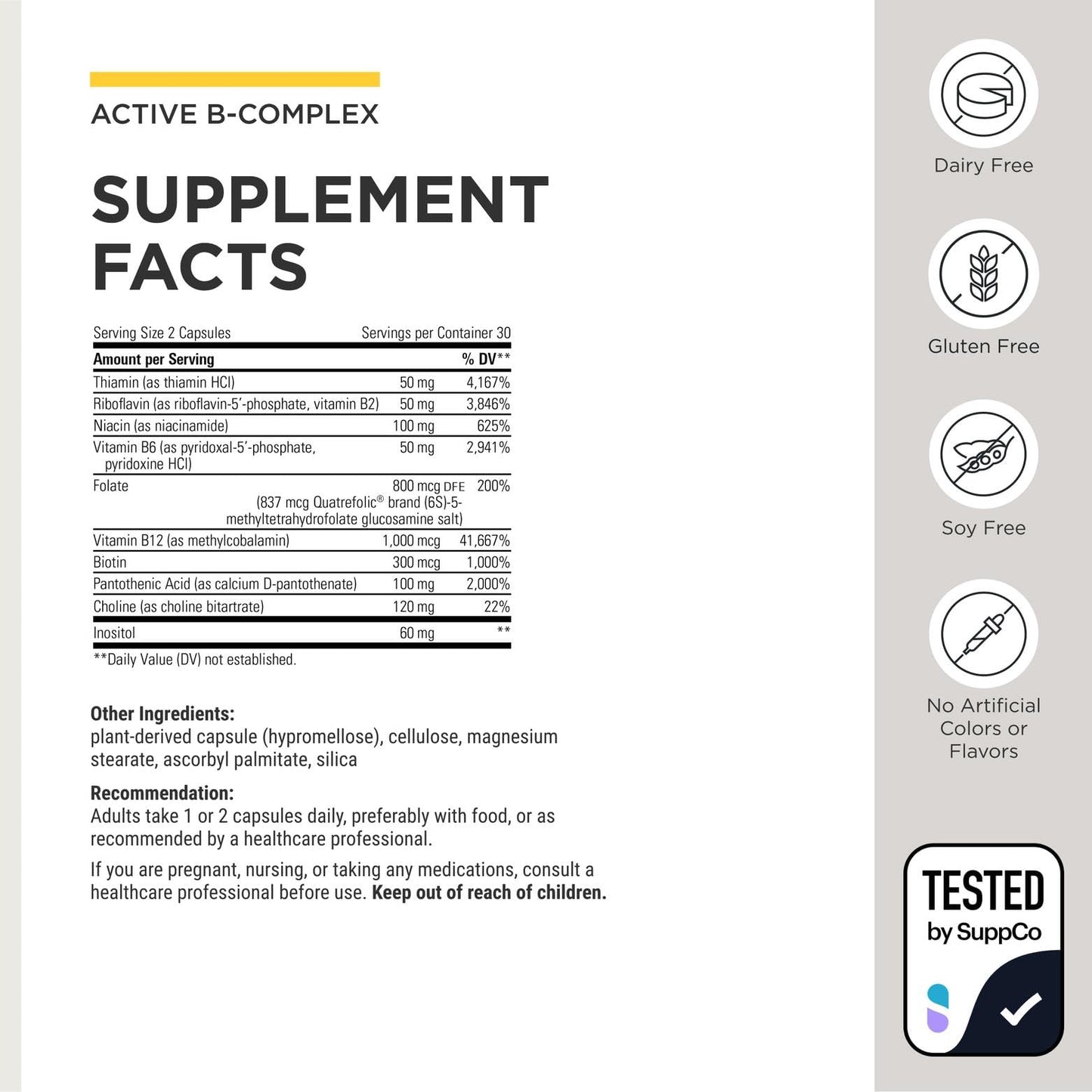 Integrative Therapeutics Active B-Complex - with Choline and Methylfolate - Cellular Energy, Immune Function & Heart Health Support with Vitamins B2, B6 & B12