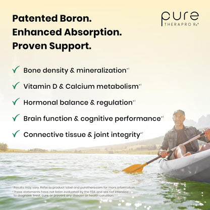 Pure TheraPro Rx Bio Boron 10mg, 3 Months Supply - Bororganic Glycine Boron for Men & Women - Premium Formula for Bone Health, Joint Flexibility