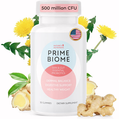 Nature’s NutriWave PrimeBiome Probiotic Gummies – Plant-Based Blend with Inulin, Lion’s Mane, Ginger & More– Non-GMO, No Stimulants, GMP Certified – 30 Gummies, 1 Month Supply Nature’s NutriWaveBuy Supplements Australia