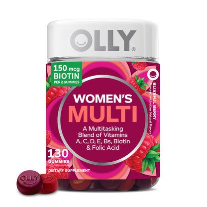 OLLY Women's Daily Multivitamin Gummy, Vitamins A, D, C, E, Biotin, Folic Acid, Adult Chewable Vitamin