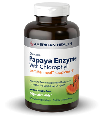 American Health Chewable Papaya Enzyme with Chlorophyll 600 Chwbls