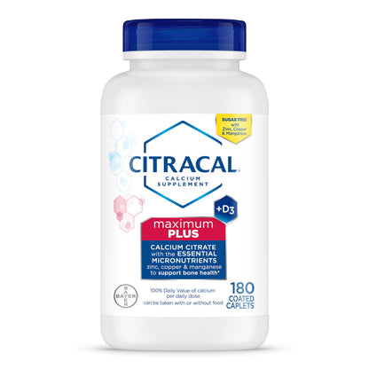 Citracal Maximum Plus Calcium Supplement - Calcium Citrate with Vitamin D3, Zinc, & Essential Minerals for Bone Health Support, Ages 12+