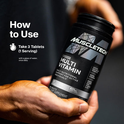 MuscleTech Platinum Multivitamins for Men & Women - Multi-Vitamin Supplement for Immune Support - 18 Vitamins & Minerals, Vitamin A C D E B6 B12