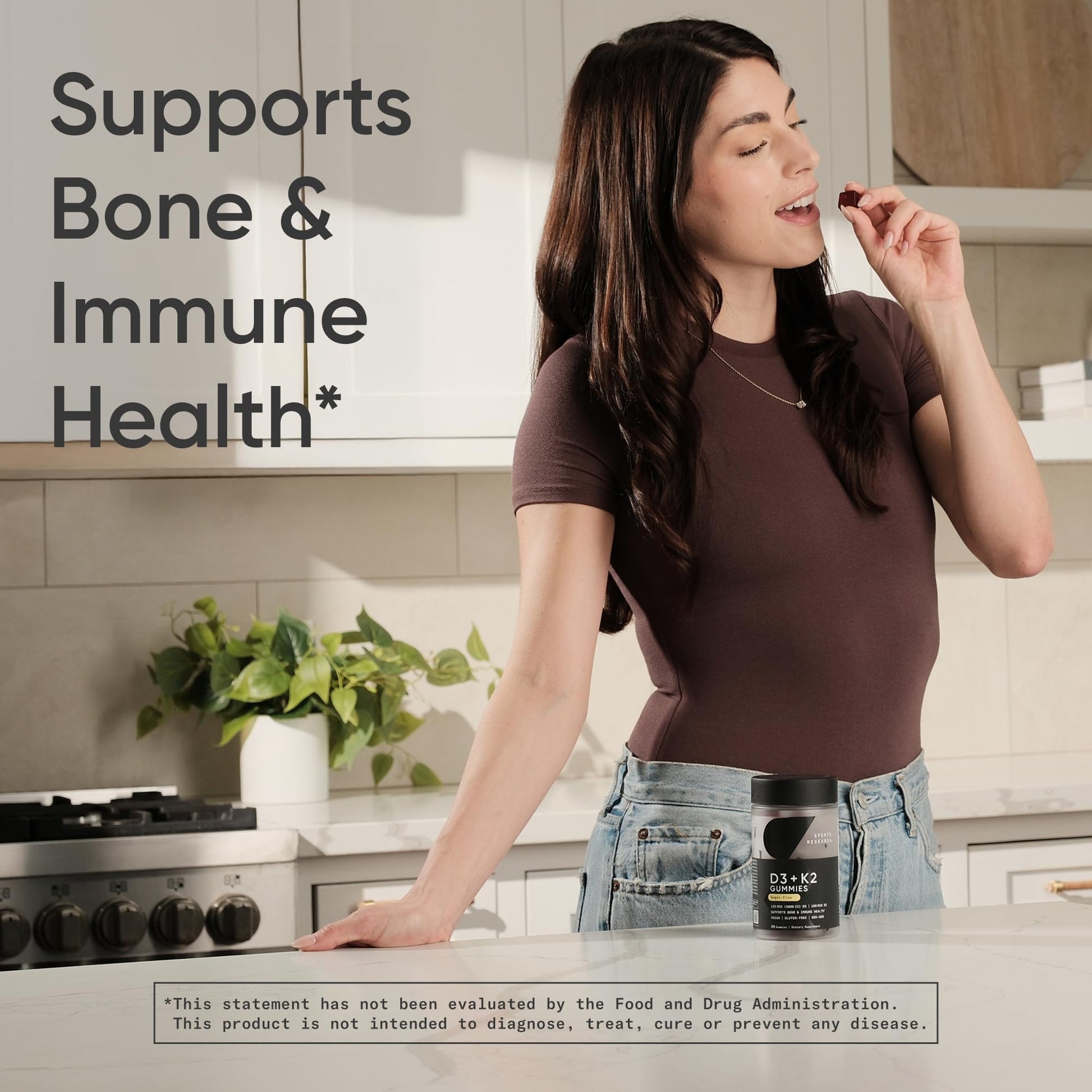 Sports Research® Vegan Vitamin D3 + K2 Sugar-Free Gummies - 125mcg (5000iu) Vitamin D w/ 100mcg Mk7 Vitamin K - Supports Bone & Immune Health* - Vegan Certified · Non-GMO · Soy Free - 60 Count Sports Research buy supplements Au