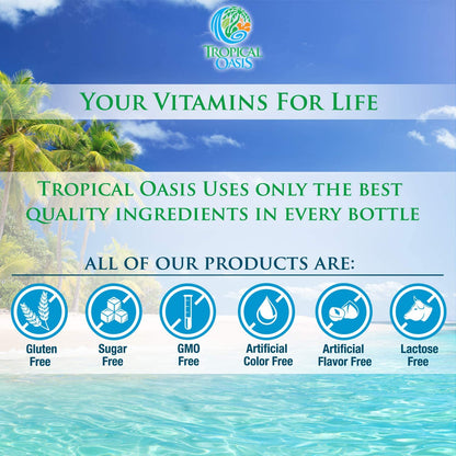 Mega Premium Liquid Multivitamin | Natural Immune Support Vitamin w/ 1333% Vitamin C, 200% D3, Zinc + 20 Vitamins, 70 Minerals, & 21 Amino Acids | Sugar Free | Orange Flavor | 98% Absorption | 32 Serv Tropical Oasis buy supplements Au
