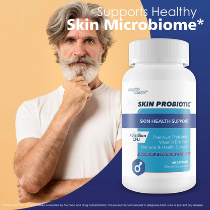 Pro Skin Probiotic - Skin Health Supporting Probiotic with Immune Support - Promote Healthy Skin Microbiome from Inside Out - Health Starts in the Gut - Support Reduced Breakouts, Redness, & Puffiness