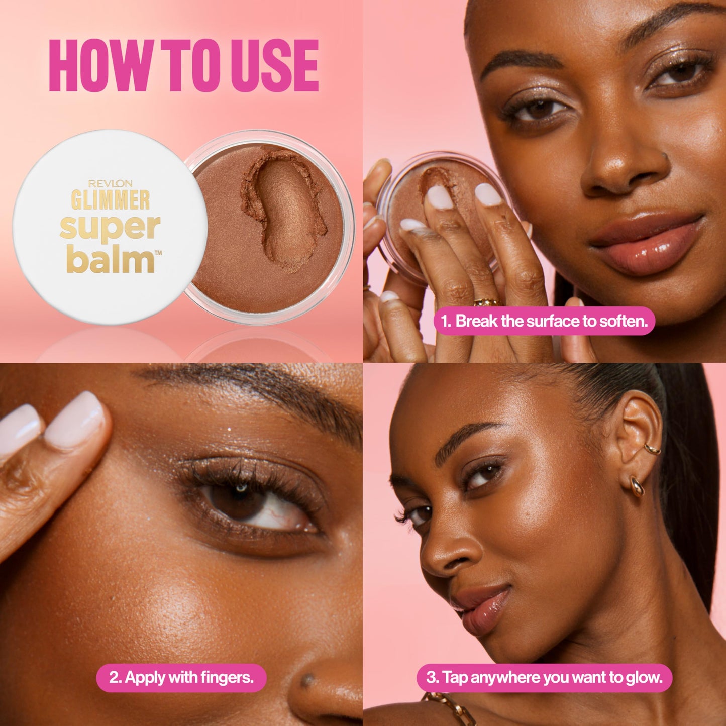 Revlon Glimmer Super Balm, Multi-Use Glow Face Makeup, Cream Bronzer, Highlighter, & Blush, 005 Sun-Kissed, 0.06 oz