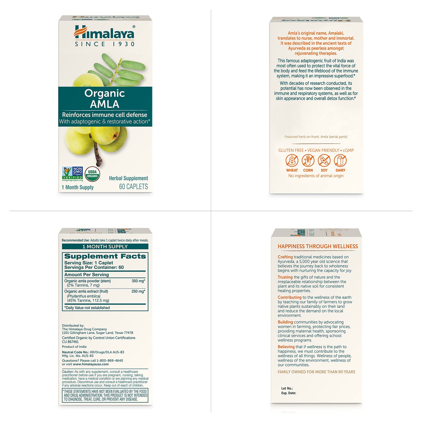 Himalaya Organic Amla - Herbal Immune Support Supplement with Adaptogen and Antioxidant - USDA Organic, Vegan, Non-GMO, Gluten Free, 600 mg, 60 Caplets HimalayaBuy Supplements Australia