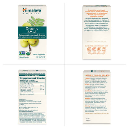 Himalaya Organic Amla - Herbal Immune Support Supplement with Adaptogen and Antioxidant - USDA Organic, Vegan, Non-GMO, Gluten Free, 600 mg, 60 Caplets HimalayaBuy Supplements Australia