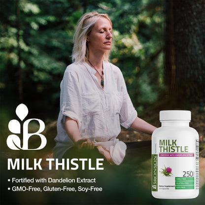 Bronson Milk Thistle Silymarin Marianum & Dandelion Extract Liver Health Support, Antioxidant Support, Detox, 120 Capsules