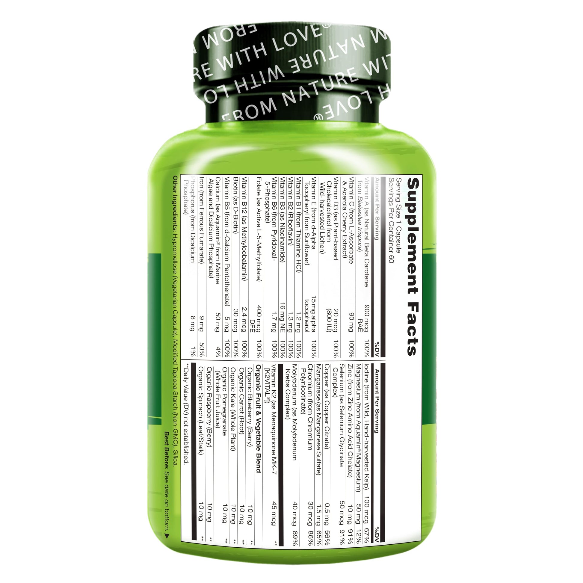 NATURELO One Daily Multivitamin for Women w/Vitamin B12, 60 Ct, Energy Support, Whole Food Daily Women Multivitamin Supplement, Nourish Hair/Skin/Nail, Non-GMO, No Soy, Gluten Free, 2 Month Supply NATURELO buy supplements Au