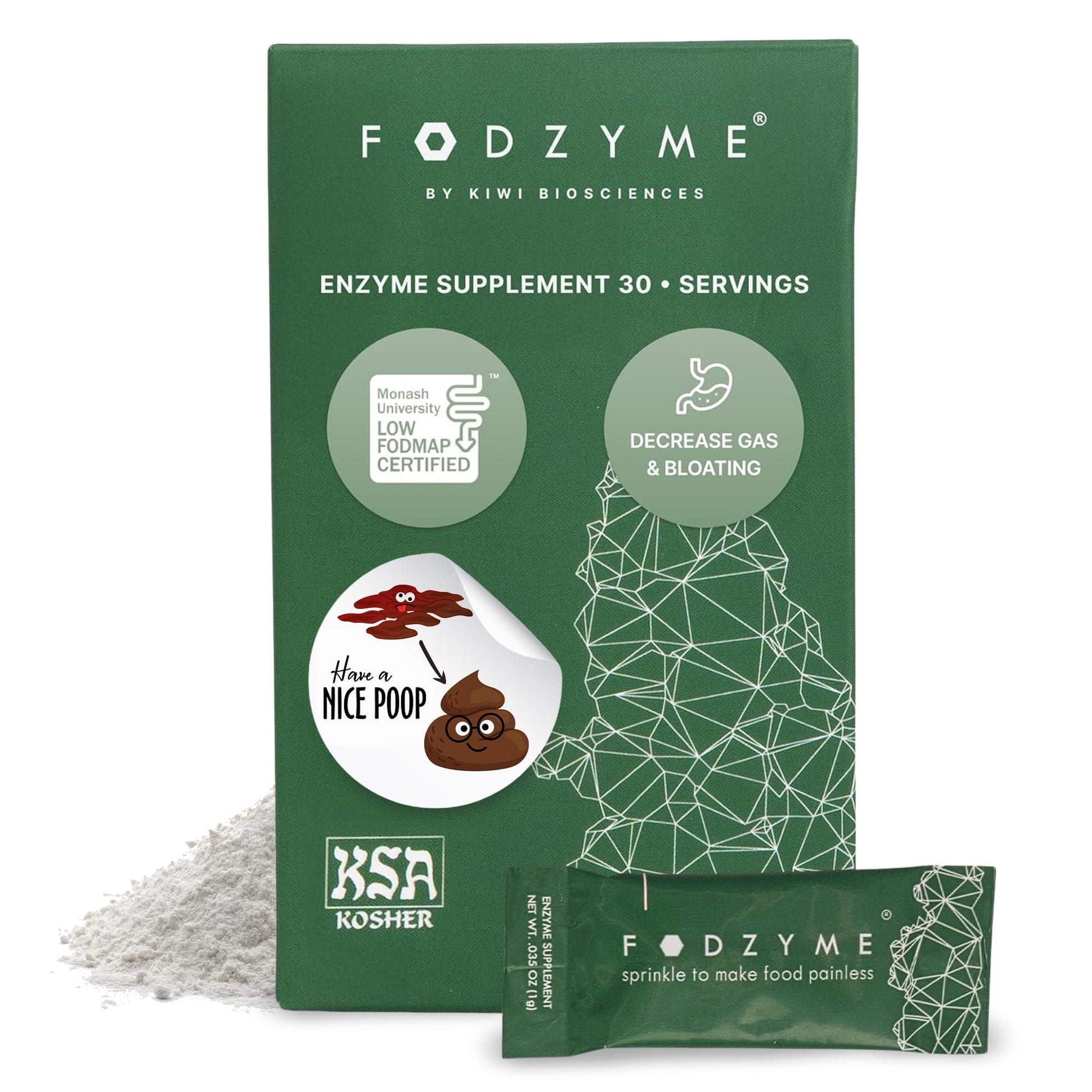 FODZYME® On-The-Go Digestive Enzymes for Gut Health, Relief for Bloating, Gas, Constipation, Diarrhea, Abdominal Pain, Low FODMAP, 30 Dose FODZYMEBuy Supplements Australia
