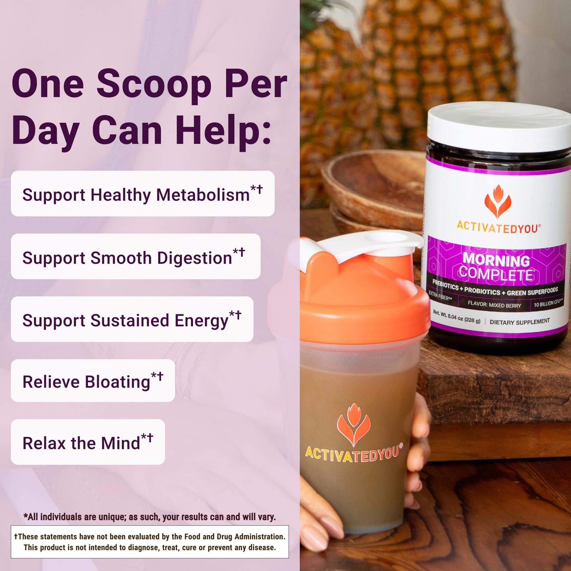 ACTIVATEDYOU Morning Complete Super Greens Powder Drink Mix - Gut Health Boost with Prebiotics, Probiotics, & Antioxidants - 10 Billion CFUs, Mixed Berry Flavor - Greens Superfood Powder - 3 Pack ACTIVATEDYOUBuy Supplements Australia