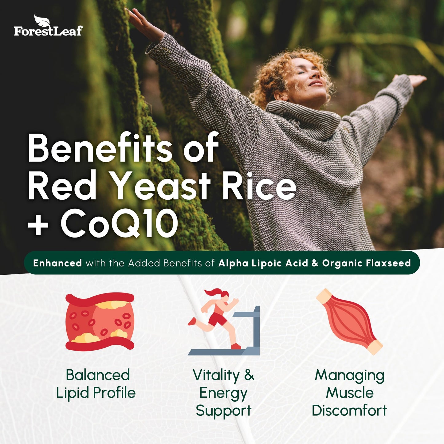 Red Yeast Rice 1215 mg. Capsules - Extra Strength Red Rice Yeast with CoQ10 Supplement, Plus Alpha Lipoic Acid & Organic Flaxseed, Citrinin Free, Supports Cardiovascular Health, Non-GMO 90 Veggie Caps ForestLeaf buy supplements Au