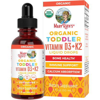 MARYRUTH'S Organics Vitamin D3 | Vitamin K2 | Vitamin D3 K2 Drops | K2 D3 Vitamin Liquid Supplement for Toddlers | Kids Supplement for Calcium Absorption