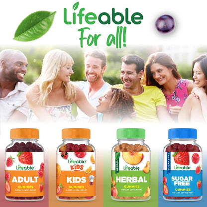 Lifeable Sugar Free Multivitamin Gummies | with Iron Vitamin A, C, D, E, Niacin, B6, Folate, B12, Biotin, Pantothenic Acid, Zinc | Lifeable