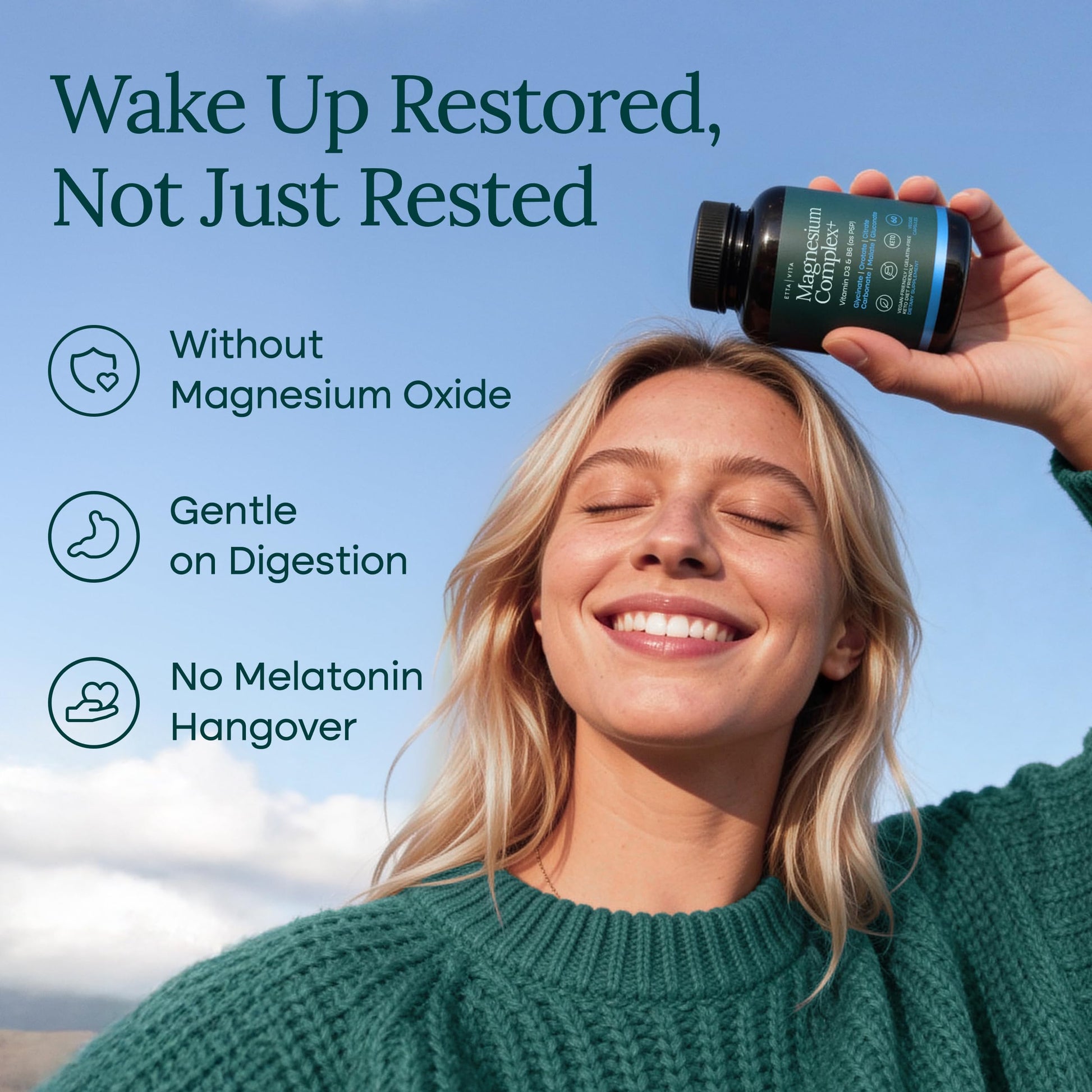 Magnesium Glycinate Complex 500mg (7-in-1) with D3, B6 (P5P) & Manganese - Multi-Form Blend - Supports Sleep & Muscle Health [Oxide-Free] Etta Vita buy supplements Au