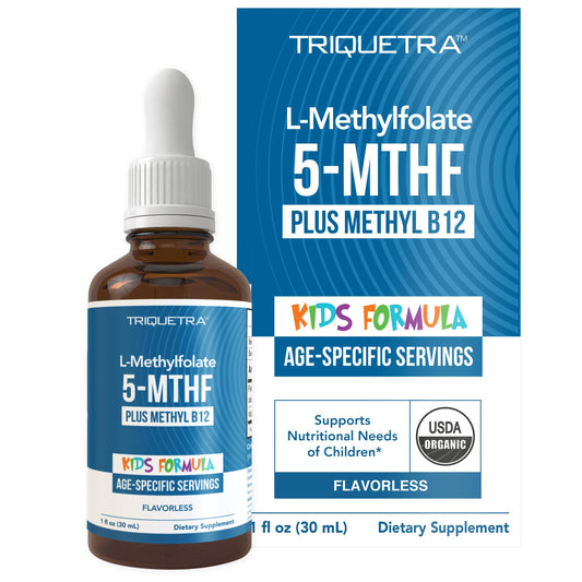Organic Kids Methylfolate + Methyl B12 Cofactor - Flavorless, Sublingual Form - 5-MTHF Form, Superior Form of Folate