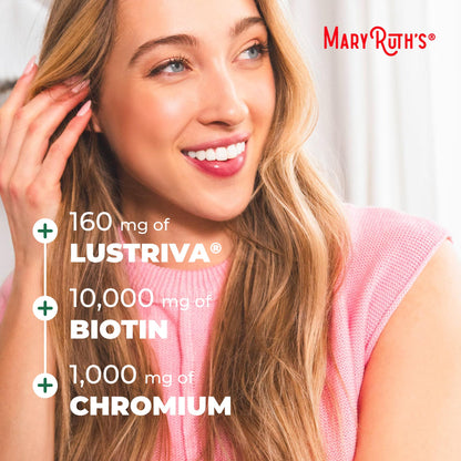 MARYRUTH'S Liquid Multivitamin + Hair Growth | Biotin 10000mcg | Lustriva Hair Growth Supplement | Clinically Tested in Women for Thicker Hair