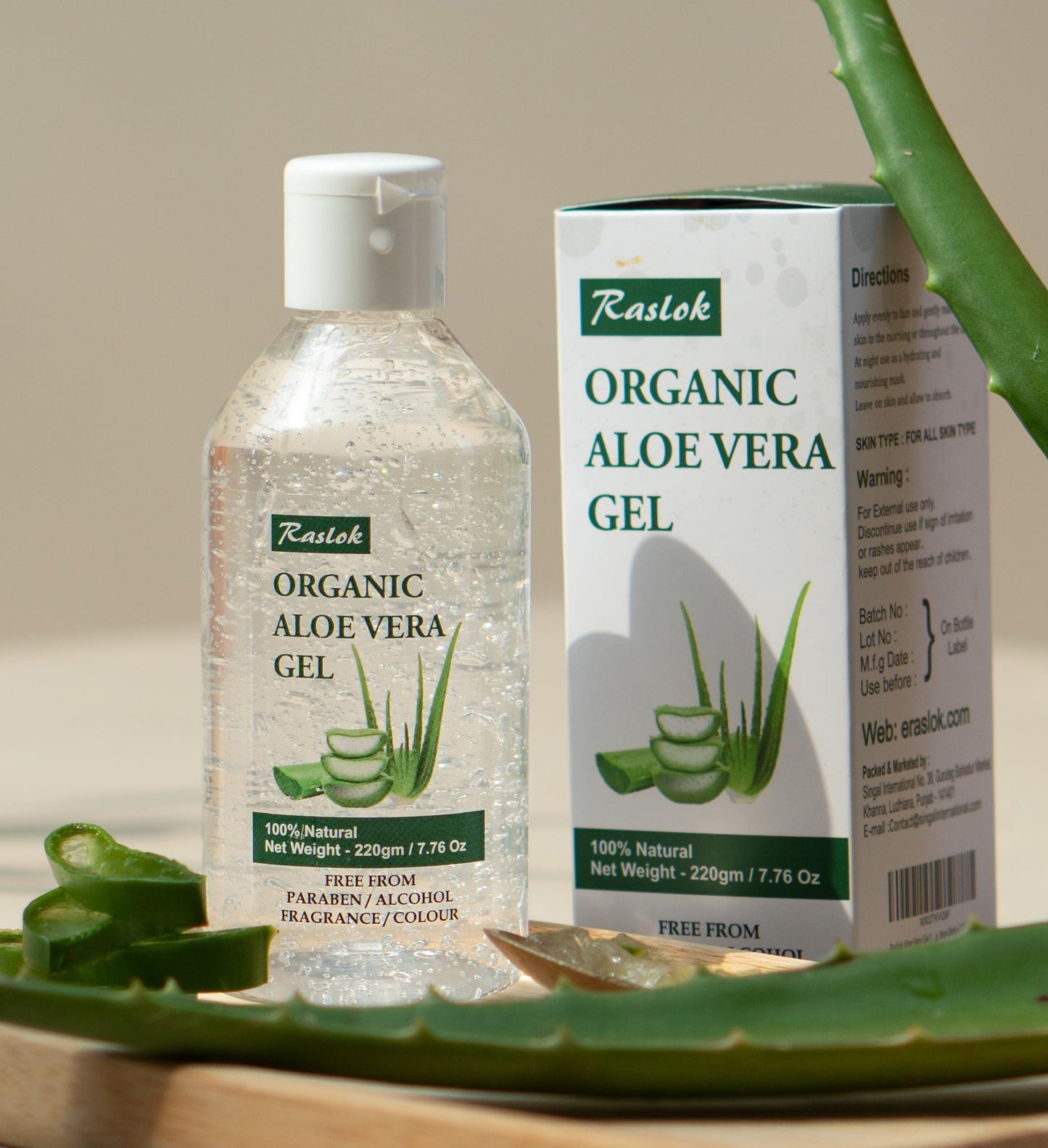 Raslok Aloe Vera Gel | 99% Pure Natural Aloe Gel For Moisturizing Face Skin & Hair Care,Durable Moisturizing Hydrating Soothing, Non-Sticky (7.7 OZ)